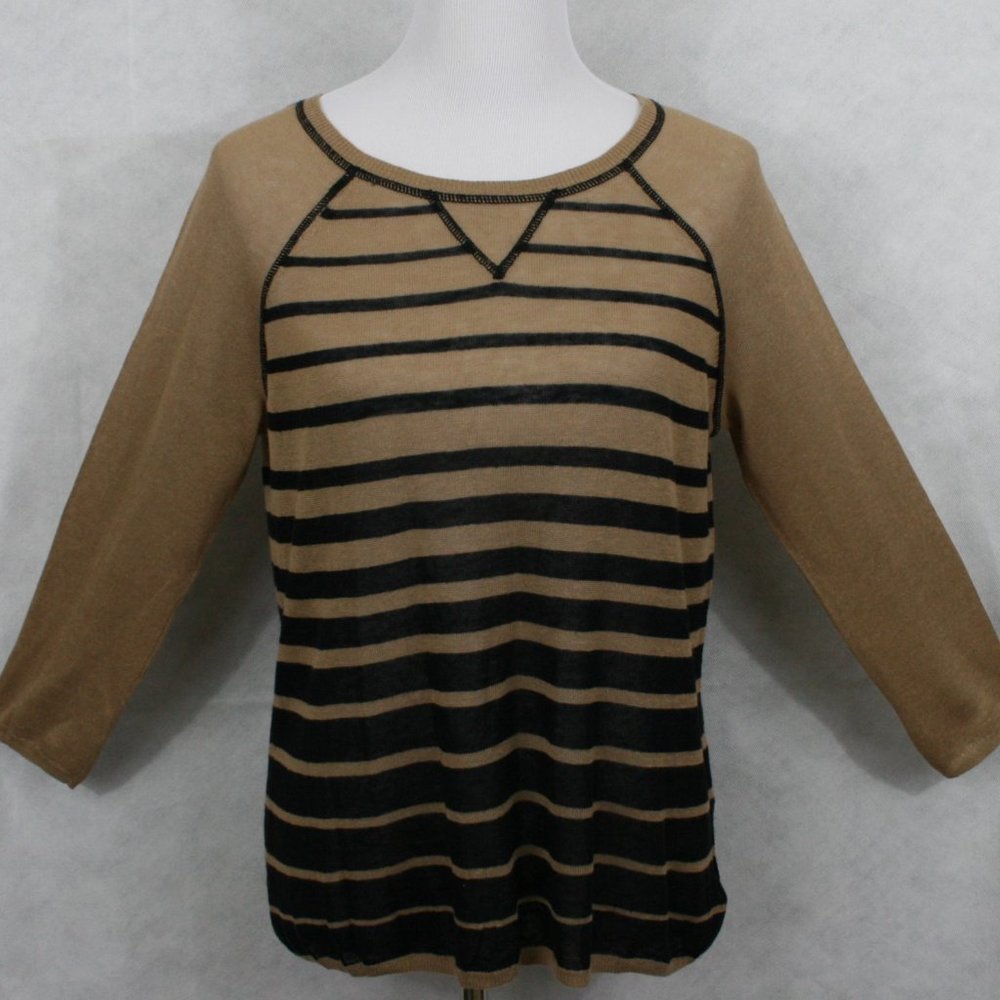 Cynthia Rowley Tan Linen Blend Blouse Size M